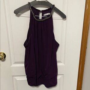 Ricki's Chic Dark Purple Blouse with Beaded Neckline